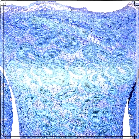 Misguided Blue Lace Bardot Fishtail Formal Dress Size Small - Picture 7 of 14